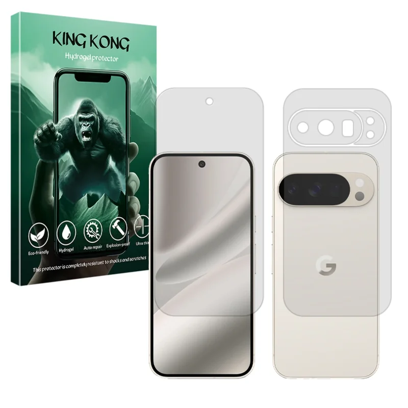 محافظ صفحه نمایش شفاف کینگ کونگ مدل Tough مناسب برای گوشی موبایل گوگل Pixel 10 Pro به همراه محافظ پشت گوشی