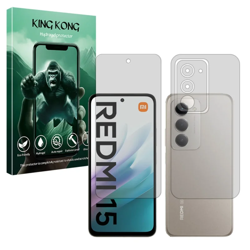 محافظ صفحه نمایش مات کینگ کونگ مدل Tough مناسب برای گوشی موبایل شیائومی Redmi 15 4G به همراه محافظ پشت گوشی