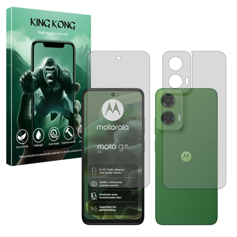 محافظ صفحه نمایش مات کینگ کونگ مدل Tough مناسب برای گوشی موبایل موتورولا Moto G35 به همراه محافظ پشت گوشی