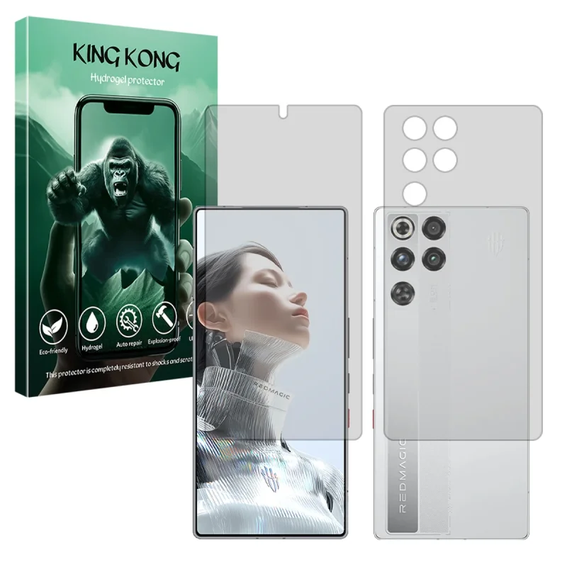محافظ صفحه نمایش مات کینگ کونگ مدل هیدروژلی مناسب برای گوشی موبایل زد تی ای nubia RedMagic 11 Pro (China) به همراه محافظ پشت گوشی