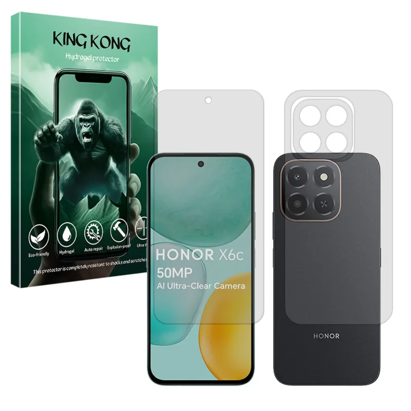 محافظ صفحه نمایش مات کینگ کونگ مدل Tough مناسب برای گوشی موبایل آنر X6c به همراه محافظ پشت گوشی