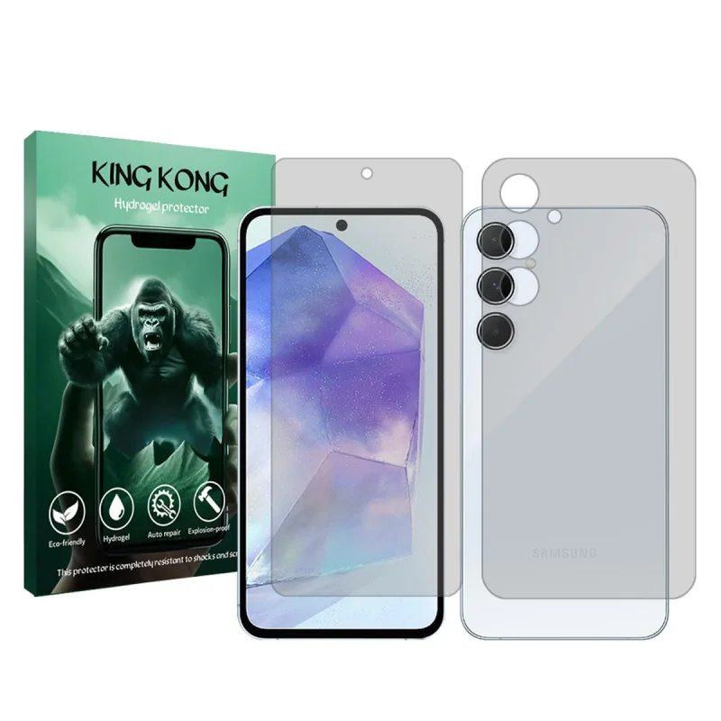 محافظ صفحه نمایش شفاف کینگ کونگ مدل Tough مناسب برای گوشی موبایل سامسونگ Galaxy A55 5G به همراه محافظ پشت گوشی