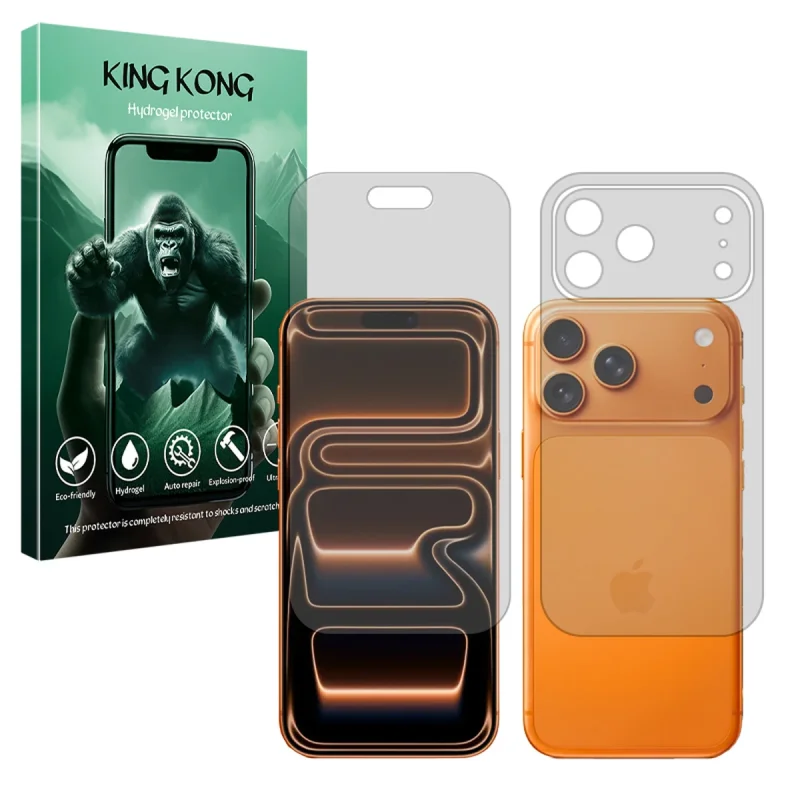 محافظ صفحه نمایش مات کینگ کونگ مدل Tough مناسب برای گوشی موبایل اپل iPhone 17 Pro Max به همراه محافظ پشت گوشی