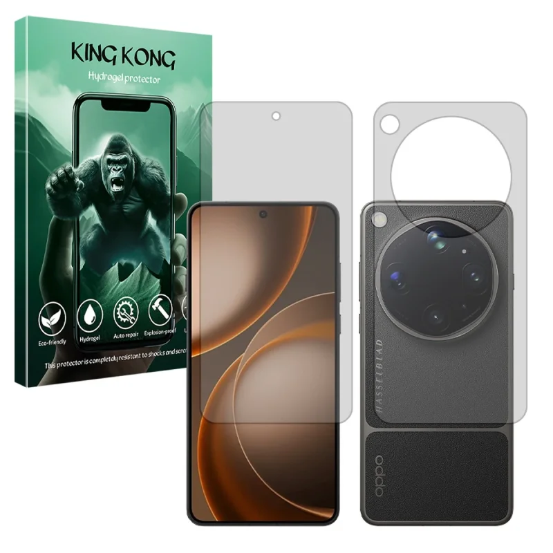 محافظ صفحه نمایش مات کینگ کونگ مدل هیدروژلی مناسب برای گوشی موبایل اوپو Find X9 Ultra به همراه محافظ پشت گوشی