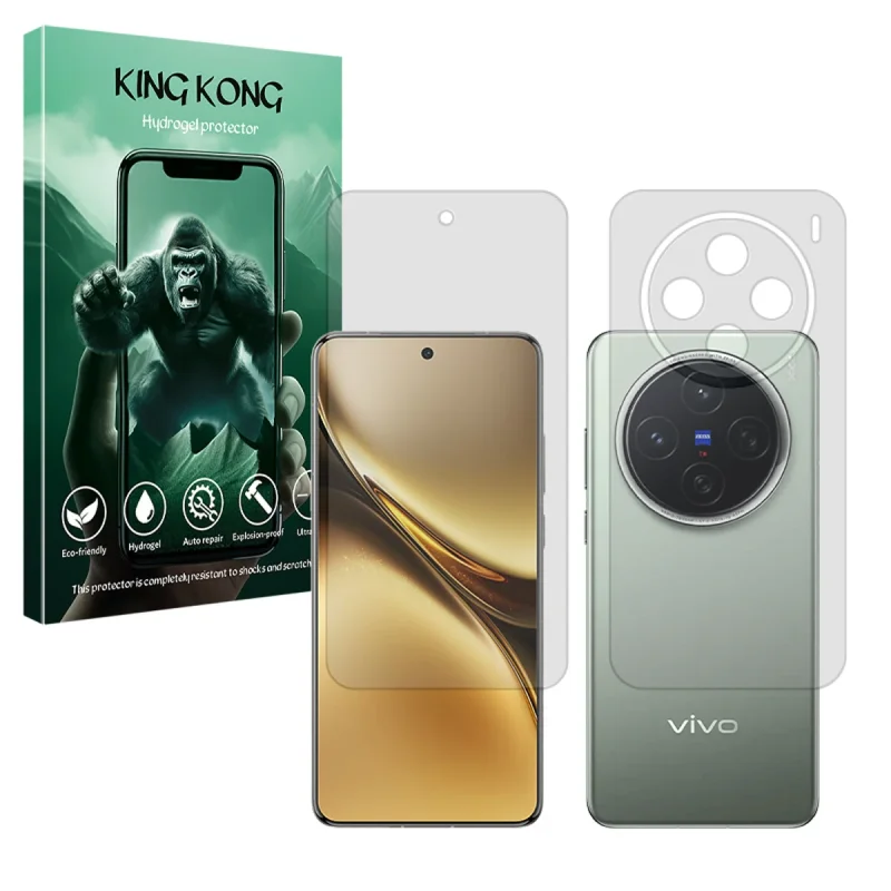 محافظ صفحه نمایش شفاف کینگ کونگ مدل Tough مناسب برای گوشی موبایل ویوو X200 به همراه محافظ پشت گوشی