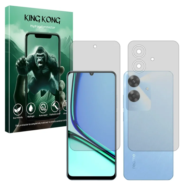 محافظ صفحه نمایش مات کینگ کونگ مدل Tough مناسب برای گوشی موبایل ریلمی Note 60 به همراه محافظ پشت گوشی