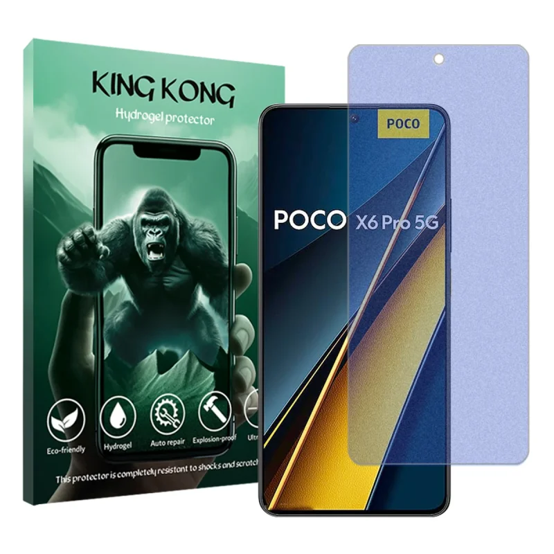 محافظ صفحه نمایش مات ضداشعه آبی کینگ کونگ مدل Tough مناسب برای گوشی موبایل شیائومی Poco X6 Pro