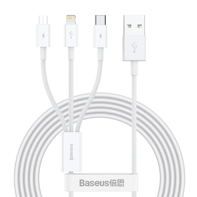 کابل تبدیل USB به microUSB / لایتنینگ / USB-C باسئوس مدل Superior Series  طول 1.5 متر