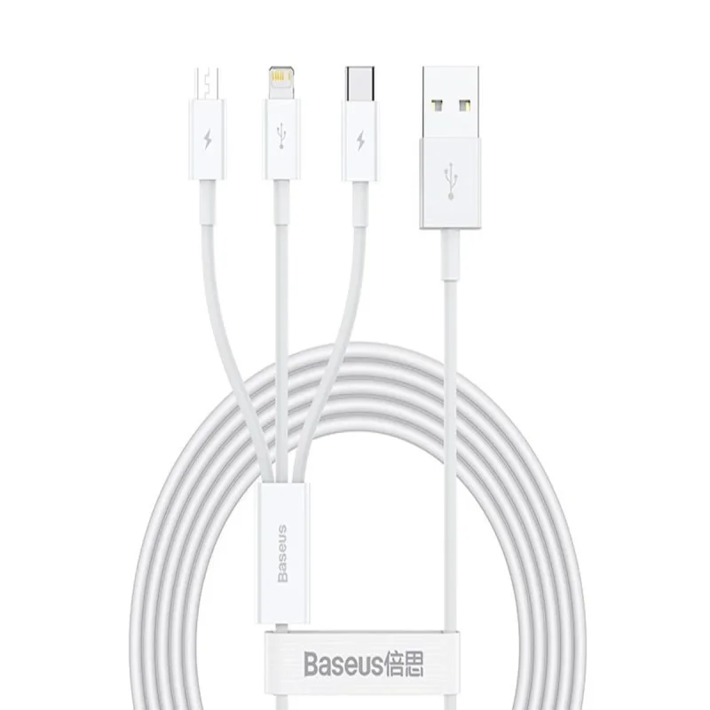 کابل تبدیل USB به microUSB / لایتنینگ / USB-C باسئوس مدل CAMLTYS-02 طول 1.5 متر