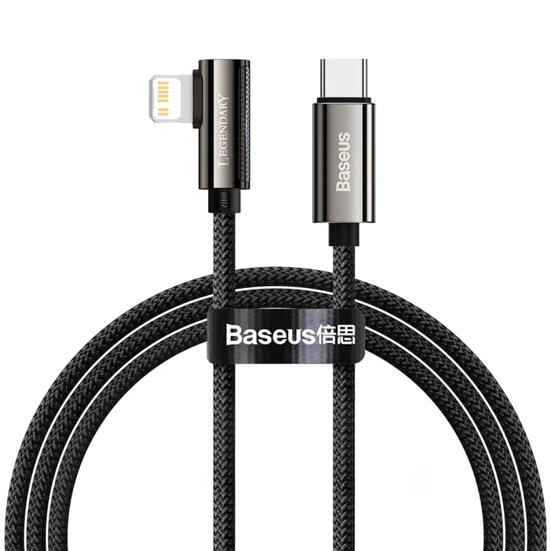 کابل تبدیل USB-C به لایتنینگ باسئوس مدل Legend Series Elbow Fast Charging 20W طول 2 متر