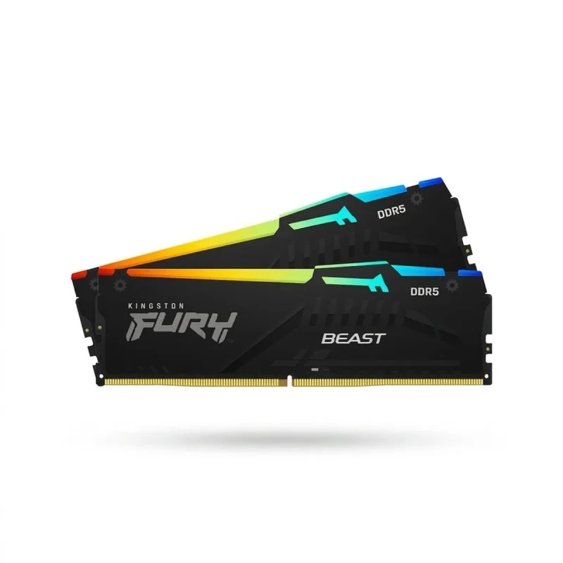 رم کامپیوتر DDR5 کینگستون FURY Beast RGB ظرفیت 32 گیگابایت، فرکانس 6000 مگاهرتز، تایمینگ CL40، دوکاناله شامل 2 ماژول DIMM با ظرفیت 16 گیگابایت