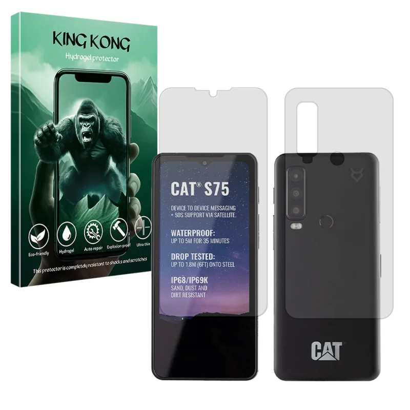 محافظ صفحه نمایش مات کینگ کونگ مدل Tough مناسب برای گوشی موبایل کاترپیلار S75 به همراه محافظ پشت گوشی