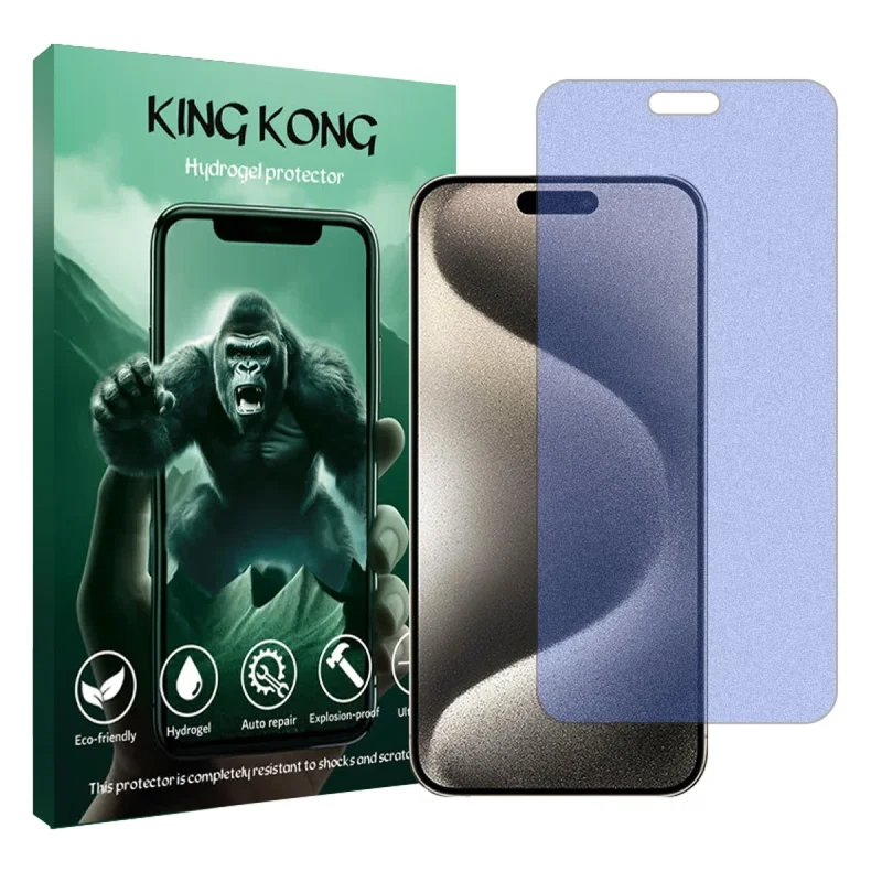 محافظ صفحه نمایش مات ضداشعه آبی کینگ کونگ مدل Tough مناسب برای گوشی موبایل اپل iPhone 15 Pro Max