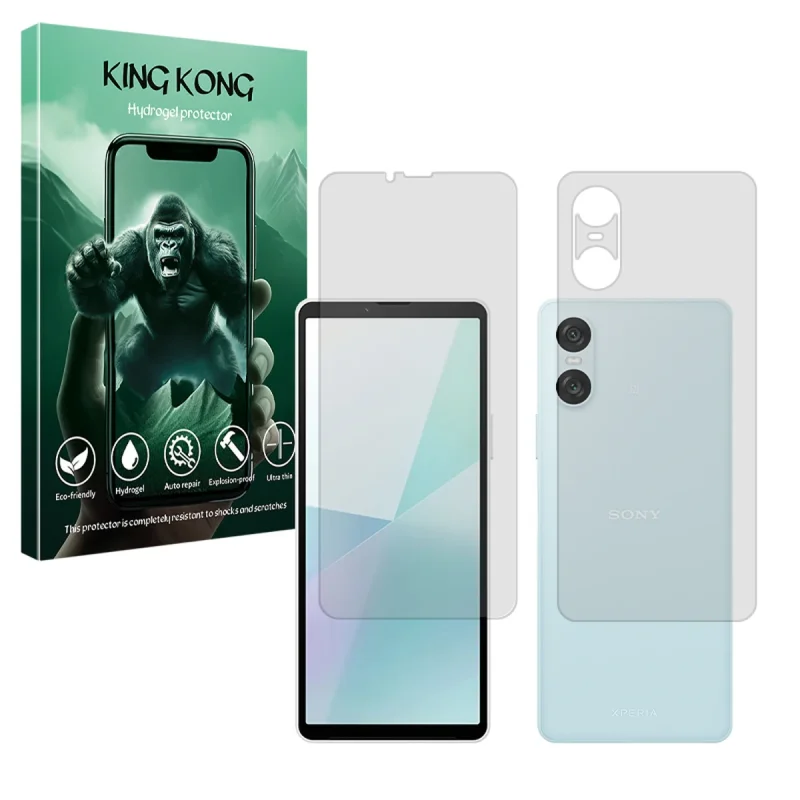 محافظ صفحه نمایش شفاف کینگ کونگ مدل Tough مناسب برای گوشی موبایل سونی Xperia 10 VI به همراه محافظ پشت گوشی