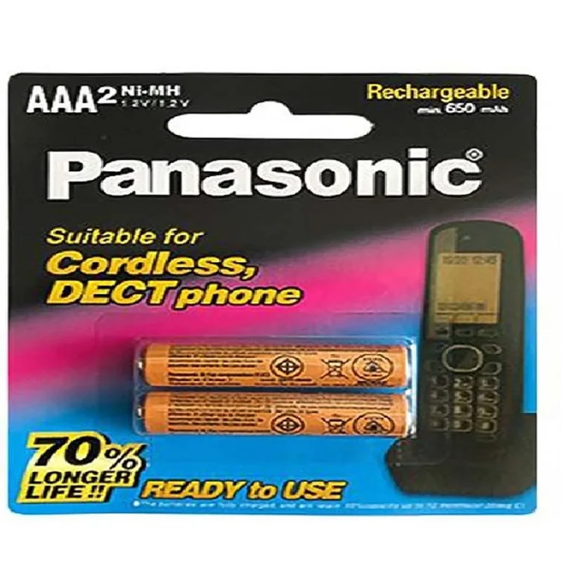 باتری نیم قلمی قابل شارژ پاناسونیک مدل 650mAh-AAA بسته ۲ عددی