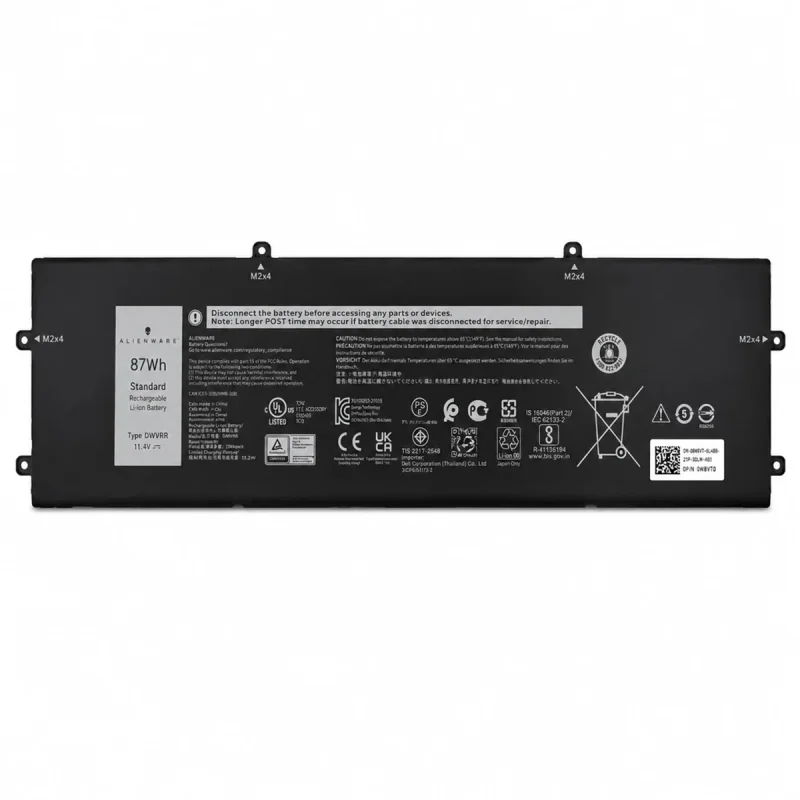 باتری لپ‌تاپ 9 سلولی Dell مدل DWVRR مناسب برای لپ تاپ Alienware X15 R1