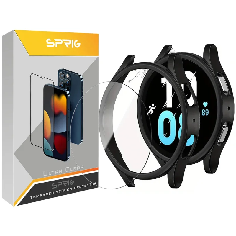 کاور اسپریگ مدل PC-Bumper مناسب برای ساعت هوشمند سامسونگ Galaxy Watch 5 44mm به همراه محافظ صفحه نمایش