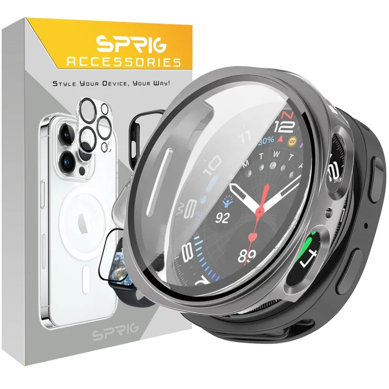 کاور اسپریگ مدل HD PCGLS مناسب برای ساعت هوشمند سامسونگ Galaxy Watch 9 44mm به همراه محافظ صفحه نمایش