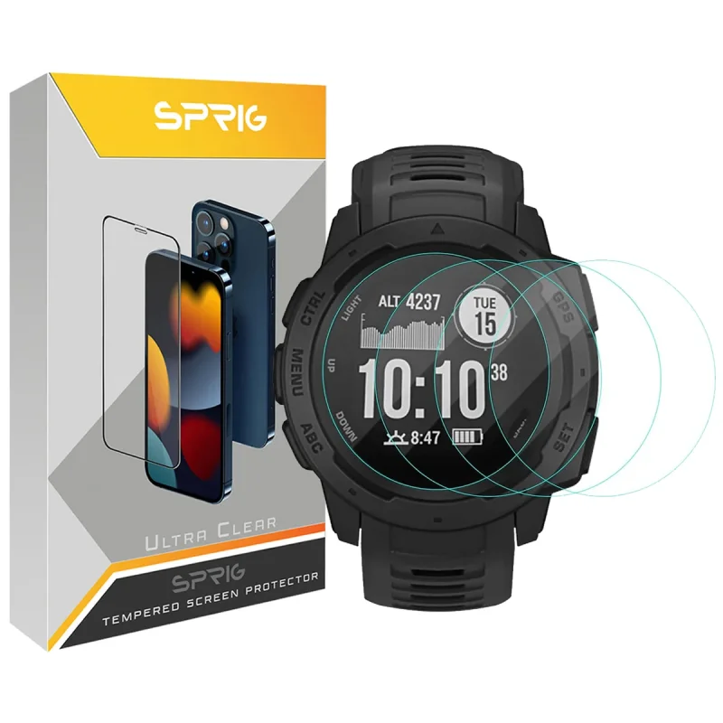 محافظ صفحه نمایش شیشه ای اسپریگ مدل SH-SP مناسب برای ساعت هوشمند گارمین Instinct 2 Solar بسته سه عددی