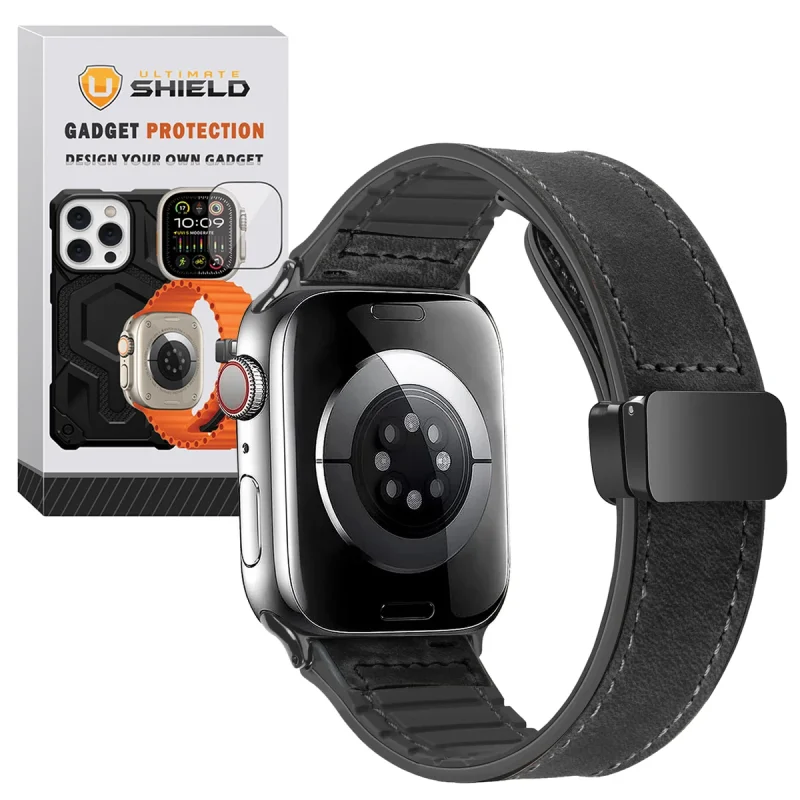 بند آلتیمیت شیلد مدل Smooth Leather Mag مناسب برای اپل واچ 38/40/41 میلی متری سری SE/1/2/3/4/5/6/7/8/9