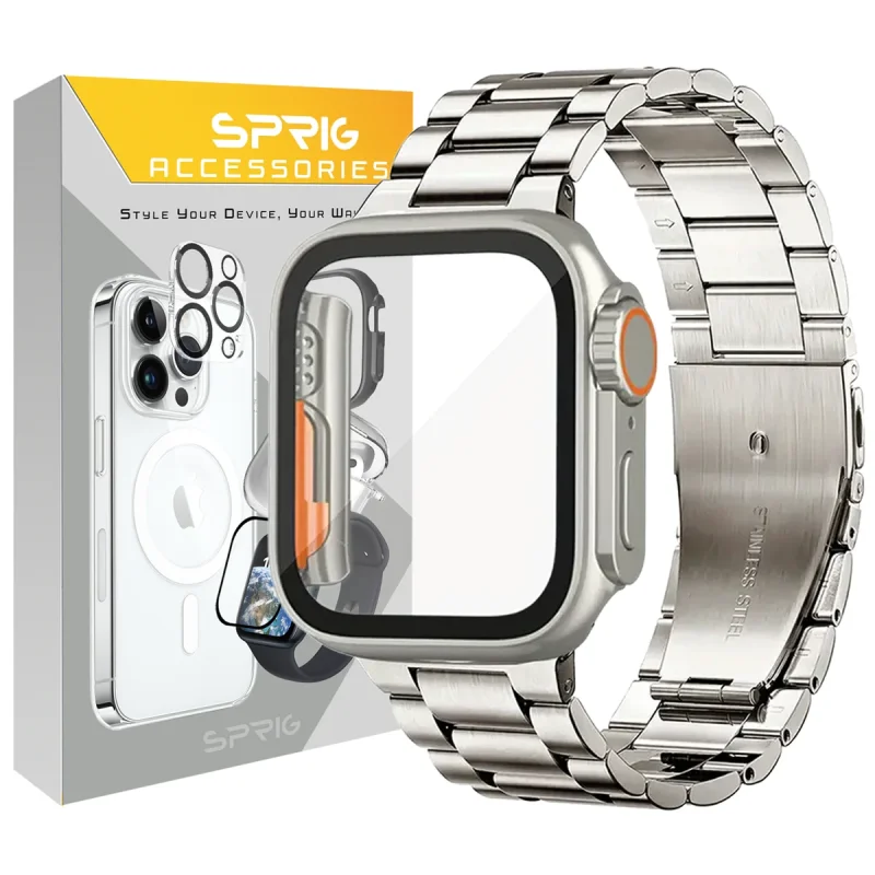 بند اسپریگ مدل 3Bead Ultra Design مناسب برای اپل واچ Series SE 2022 Aluminum Case 40mm / SE 2021 Aluminum Case 40mm / Series 5 40mm / Series 6 40mm / Series 4 40mm به همراه کاور