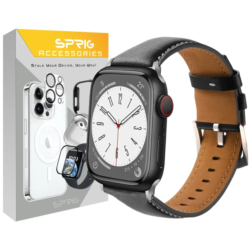 بند اسپریگ مدل SMP Leather مناسب برای اپل واچ سری 4/5/6/Se سایز 44 میلی متری