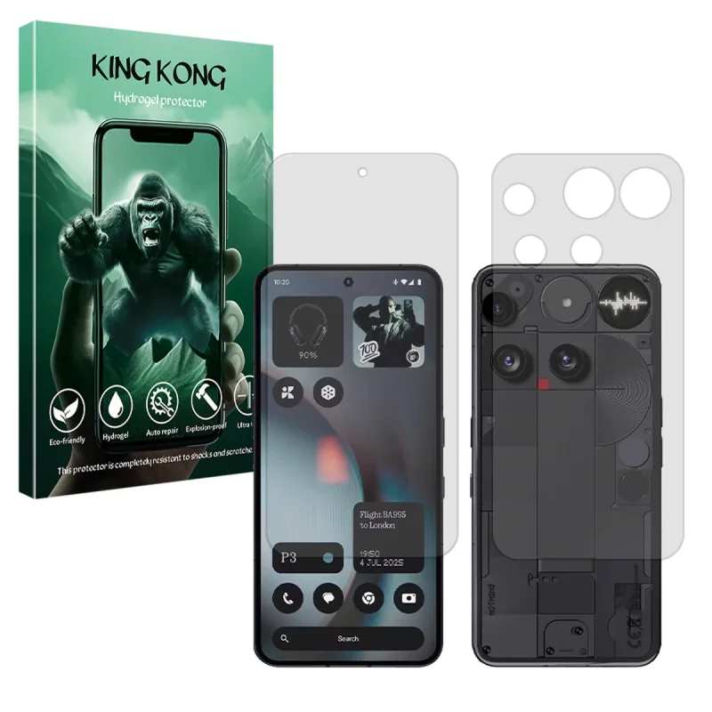 محافظ صفحه نمایش مات کینگ کونگ مدل Tough مناسب برای گوشی موبایل ناتینگ Phone 3 به همراه محافظ پشت گوشی