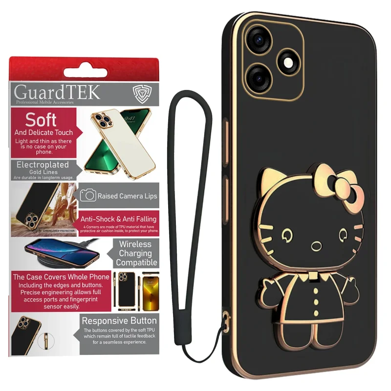 کاور گاردتک آساک مدل Kitty Strap مناسب برای گوشی موبایل تکنو Spark 10C به همراه بند