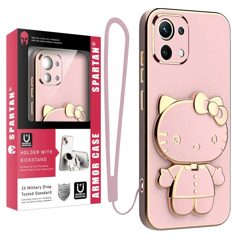 کاور اسپارتان مدل Kitty مناسب برای گوشی موبایل شیائومی Mi 11 Lite / Mi 11 Lite NE / Mi 11 Lite 5G به همراه بند نگهدارنده