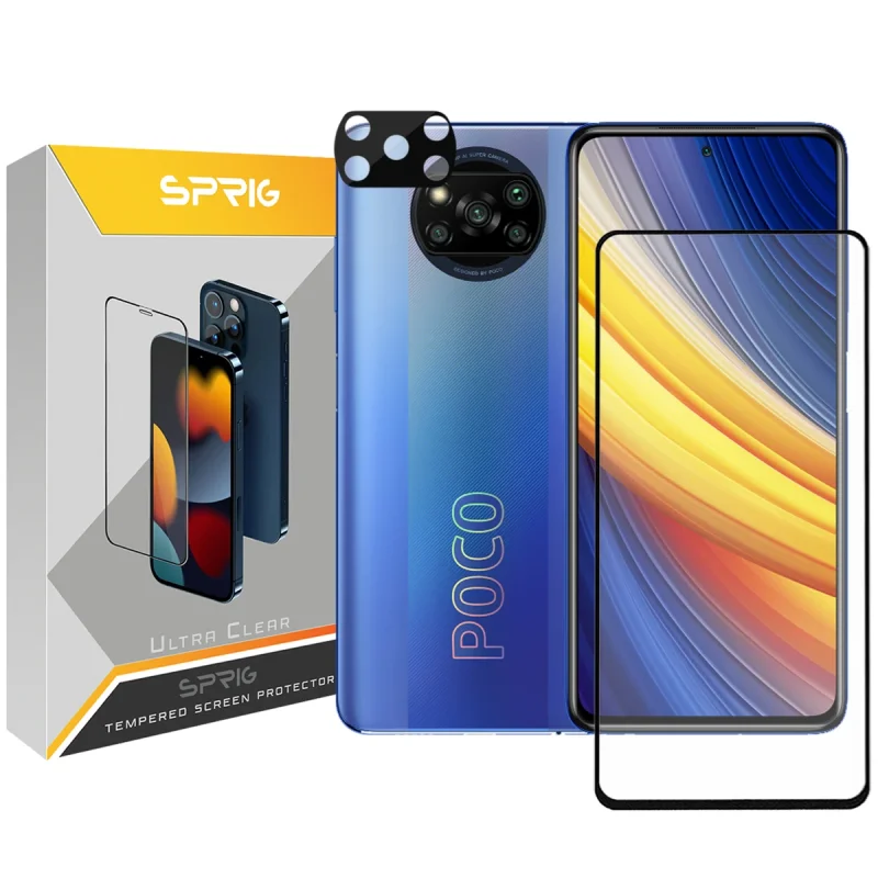 محافظ لنز دوربین اسپریگ مدل 3D-FU مناسب برای گوشی موبایل شیائومی Poco X3 / X3 NFC / X3 Pro به همراه محافظ صفحه نمایش
