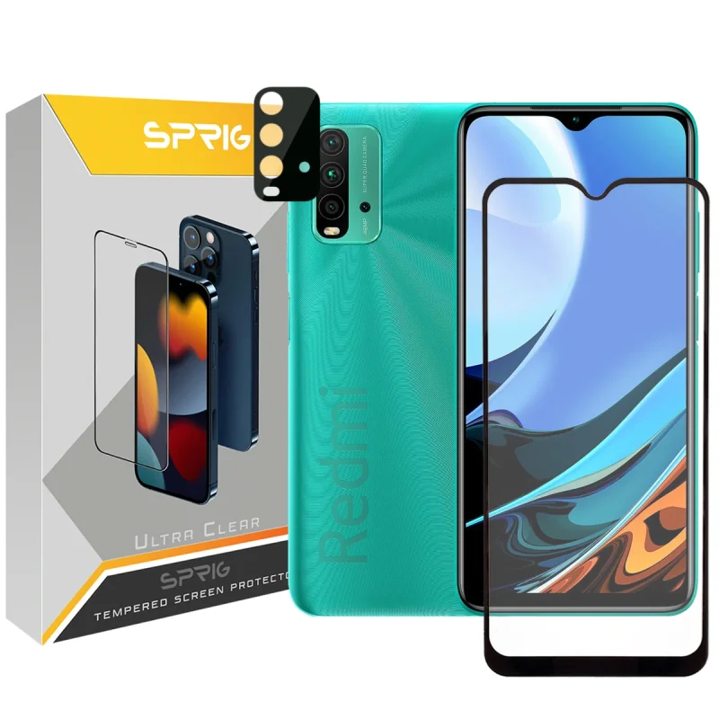 محافظ لنز دوربین اسپریگ مدل 3D-FU مناسب برای گوشی موبایل شیائومی Redmi 9T به همراه محافظ صفحه نمایش