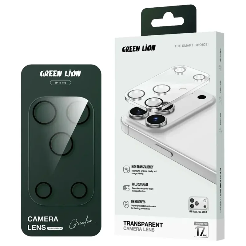 محافظ لنز دوربین شیشه‌ای گرین لاین مدل Transparent Camera Lens مناسب برای گوشی موبایل iPhone 17 Pro