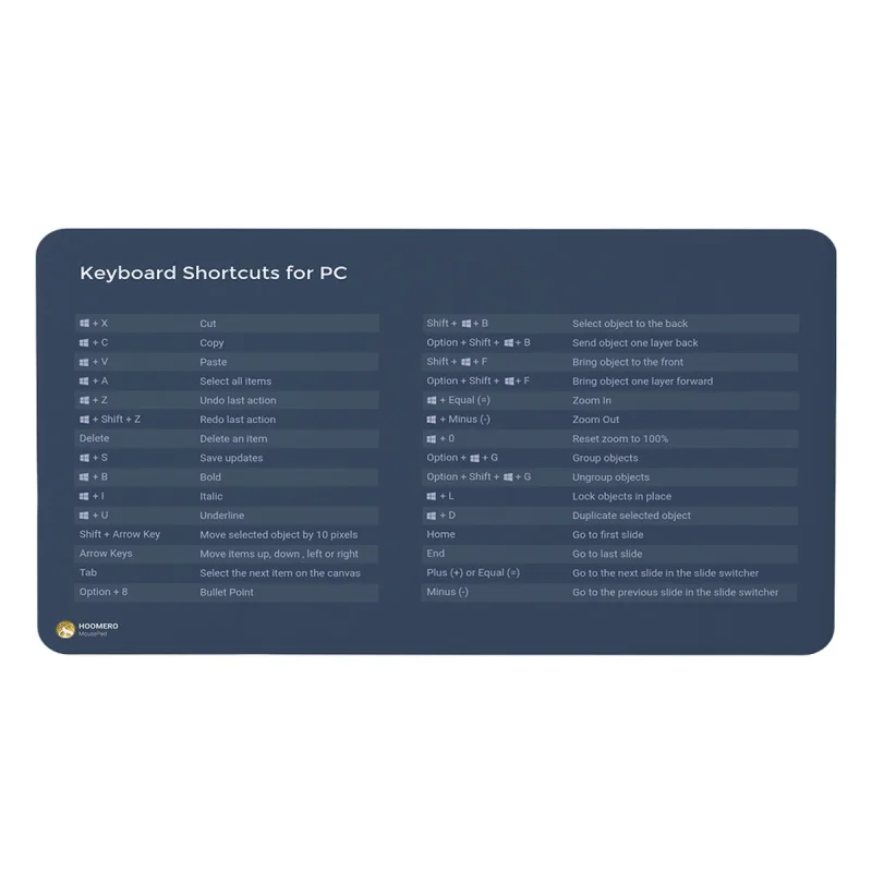 ماوس پد هومرو مدل DP027 طرح شورتکات های کیبورد keyboard shortcuts for pc پریمیوم
