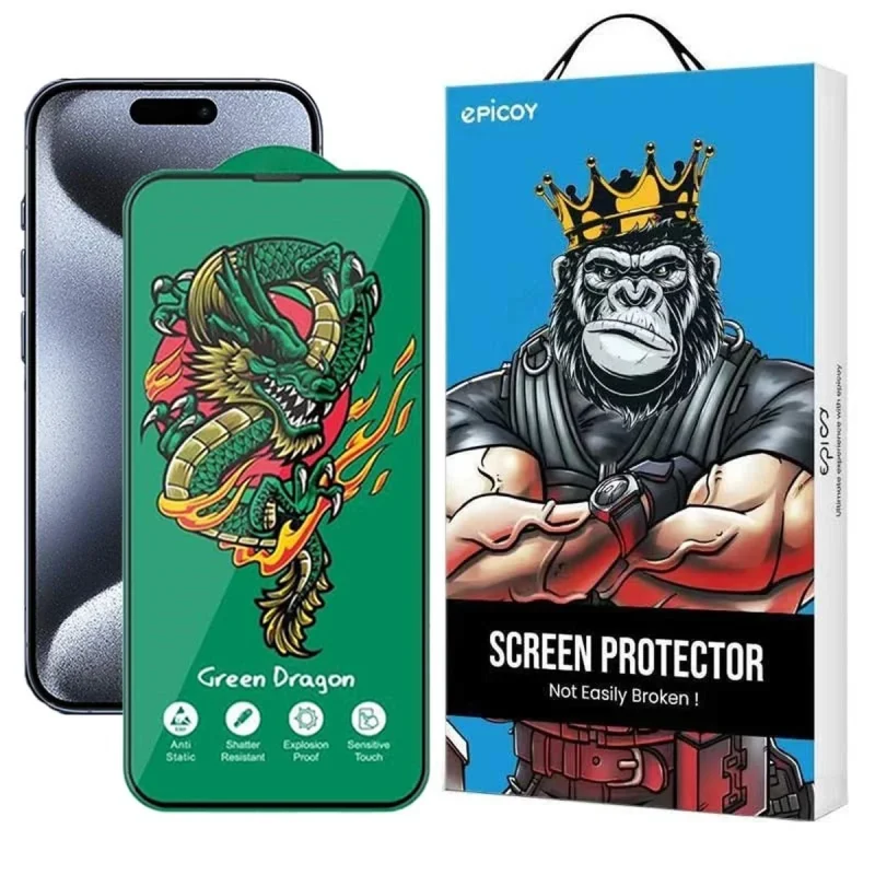 محافظ صفحه نمایش اپیکوی مدل Green Dragon ExplosionProof مناسب برای گوشی موبایل اپل iPhone 16 /15 / 14 Pro