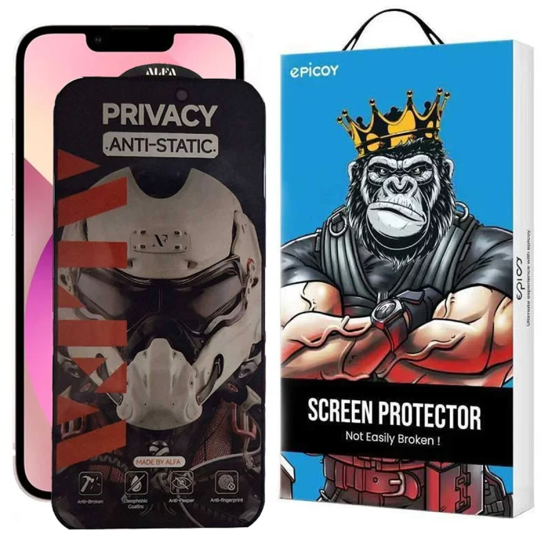 محافظ صفحه نمایش حریم شخصی اپیکوی مدل Alpha مناسب برای گوشی موبایل اپل iPhone 16e/14/13 Pro/13