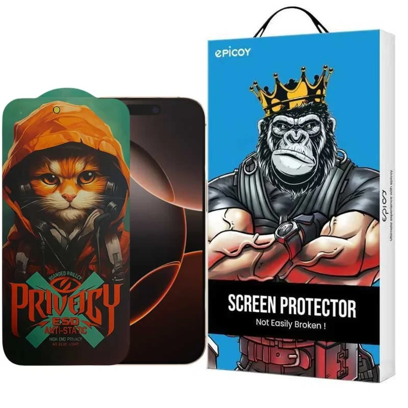 محافظ صفحه نمایش حریم شخصی اپیکوی مدل Privacy Hoodie Cat مناسب برای گوشی موبایل اپل iPhone 16 Pro