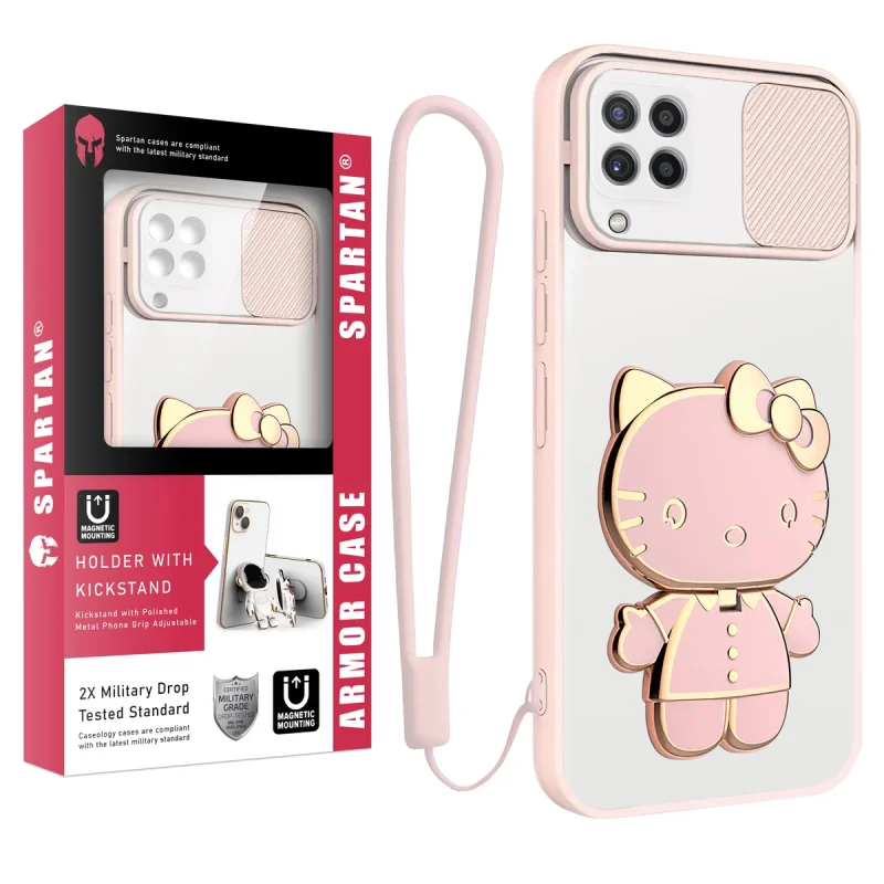 کاور اسپارتان مدل Camshield Kitty مناسب برای گوشی موبایل سامسونگ Galaxy A22 4G / M32 4G به همراه بند نگهدارنده