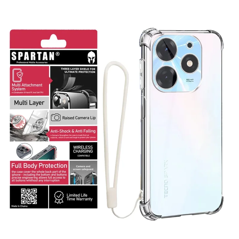 کاور اسپارتان مدل Airbag Strap مناسب برای گوشی موبایل تکنو Spark 10 Pro به همراه بندآویز