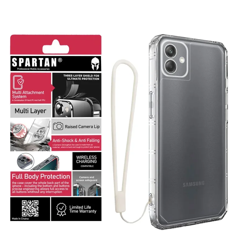 کاور اسپارتان مدل Airbag Four-Sided Strap مناسب برای گوشی موبایل سامسونگ Galaxy A06 به همراه بندآویز