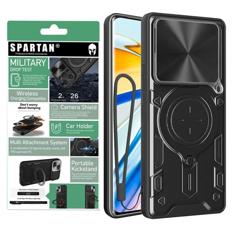 کاور اسپارتان مدل Magnet Ring Strap مناسب برای گوشی موبایل شیائومی Poco F6 Pro 5G به همراه بند آویز