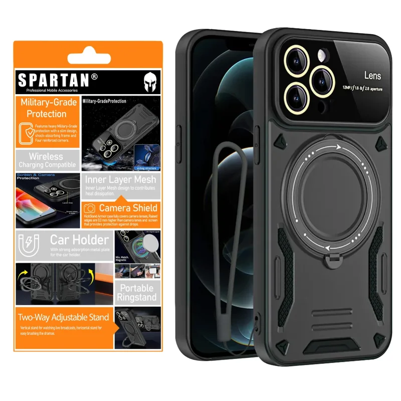 کاور اسپارتان مدل Hybrid Armor Strap مناسب برای گوشی موبایل اپل iPhone 13 Pro به همراه بند آویز