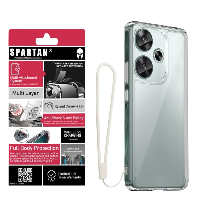 کاور اسپارتان مدل Airbag Space Strap مناسب برای گوشی موبایل شیائومی Poco F6 / Redmi Turbo 3 به همراه بندآویز
