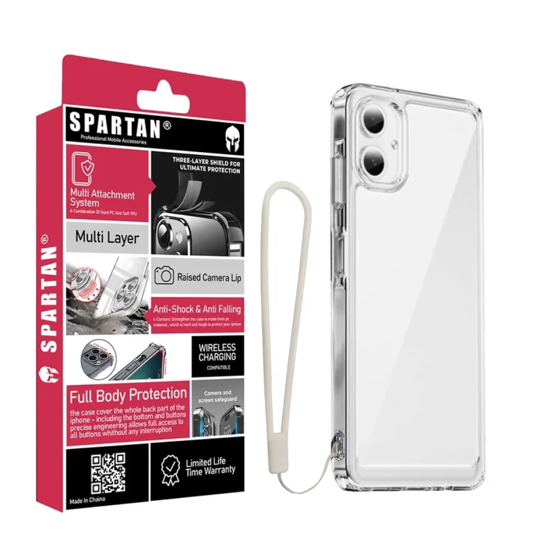 کاور اسپارتان مدل Airbag Space Strap مناسب برای گوشی موبایل سامسونگ Galaxy A06 به همراه بند آویز