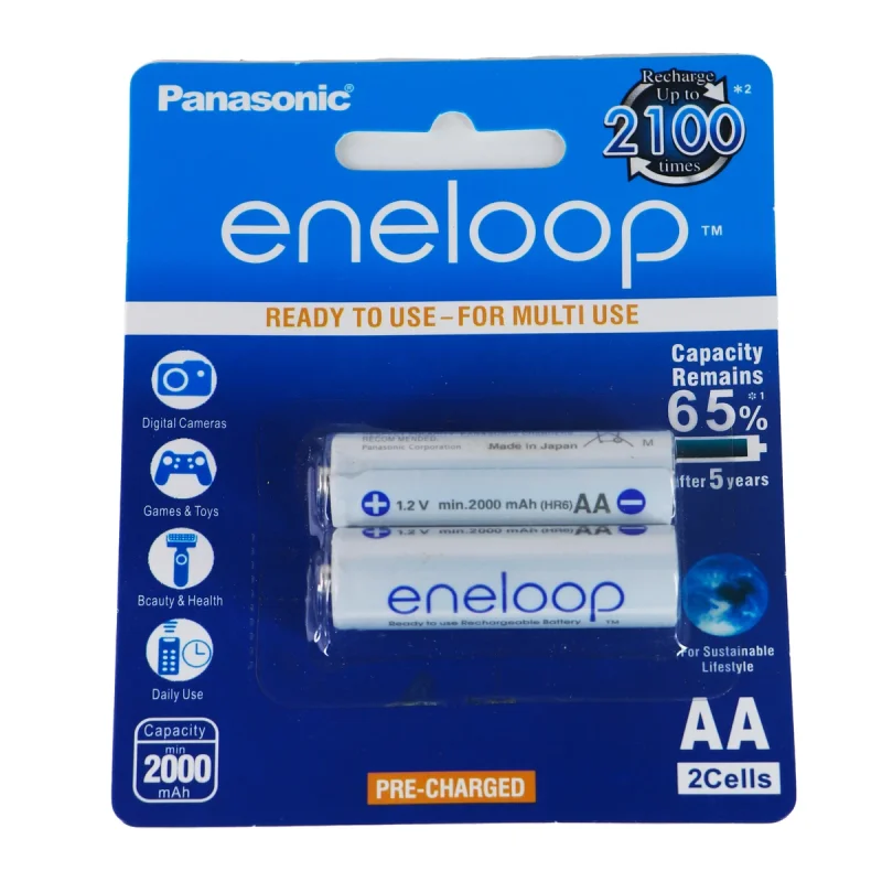 باتری قلمی قابل شارژ پاناسونیک مدل ENELOOP بسته دو عددی