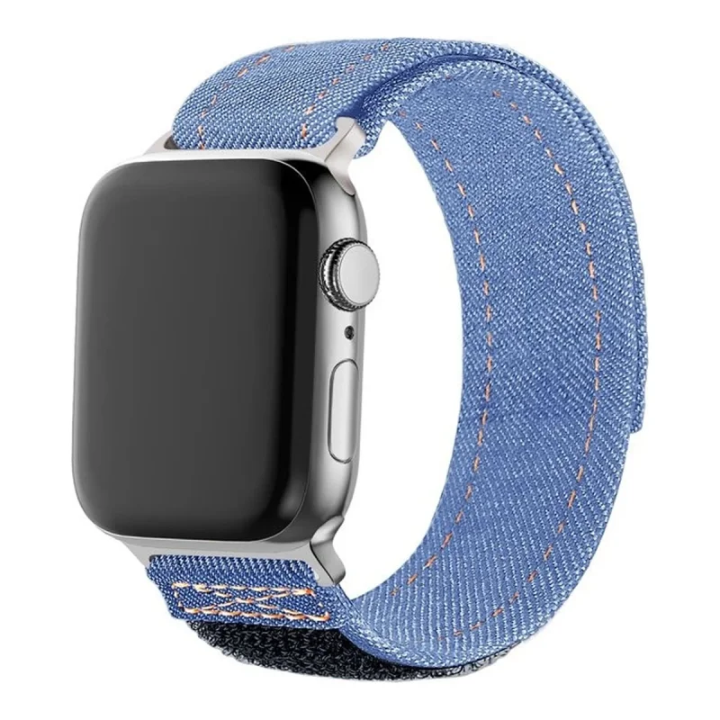 بند آکوآرا مدل Denim Velcro مناسب برای اپل واچ 42/44/45 میلیمتری سری SE/1/2/3/4/5/6/7/8/9