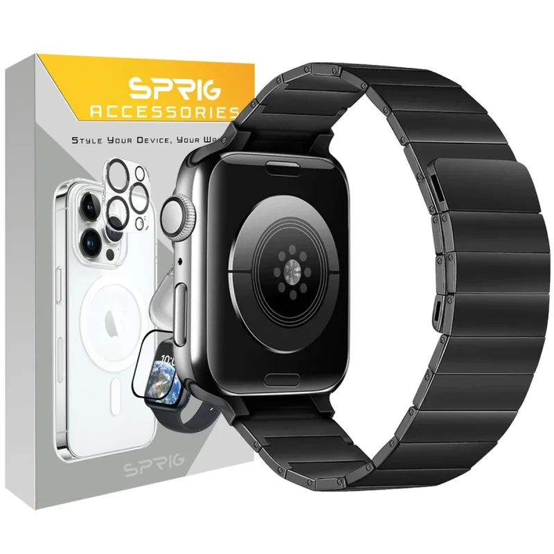 بند استیل اسپریگ مدل Magnetic Link مناسب برای اپل واچ سری Se/1/2/3/4/5/6/7/8/9/Ultra/Ultra2 سایز 42/44/45 میلی متری
