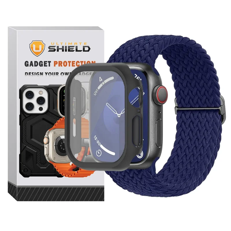 بند آلتیمیت شیلد مدل Braided GRD مناسب برای اپل واچ سری SE2021/7/8/9 سایز 45mm به همراه کاور