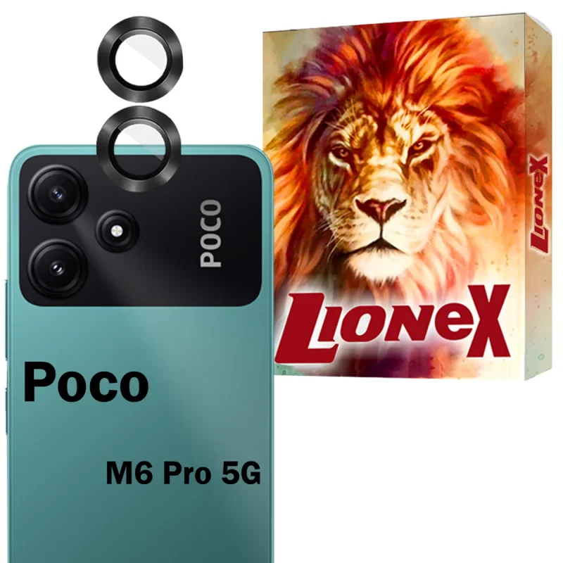 محافظ لنز دوربین شیشه‌ای لایونکس مدل RINL20 مناسب برای گوشی موبایل شیائومی Poco M6 Pro 4G