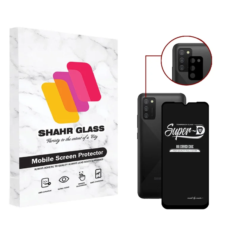 محافظ لنز دوربین شهر گلس مدل 2SFA مناسب برای گوشی موبایل سامسونگ Galaxy A02s به همراه محافظ صفحه نمایش