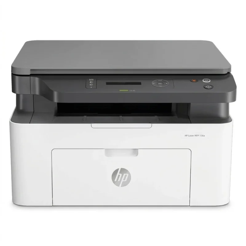 پرینتر لیزری 3 کاره اچ‌پی مدل Laser MFP 136w با قابلیت پرینت، اسکن و کپی، مجهز به اتصال Wi-Fi و USB